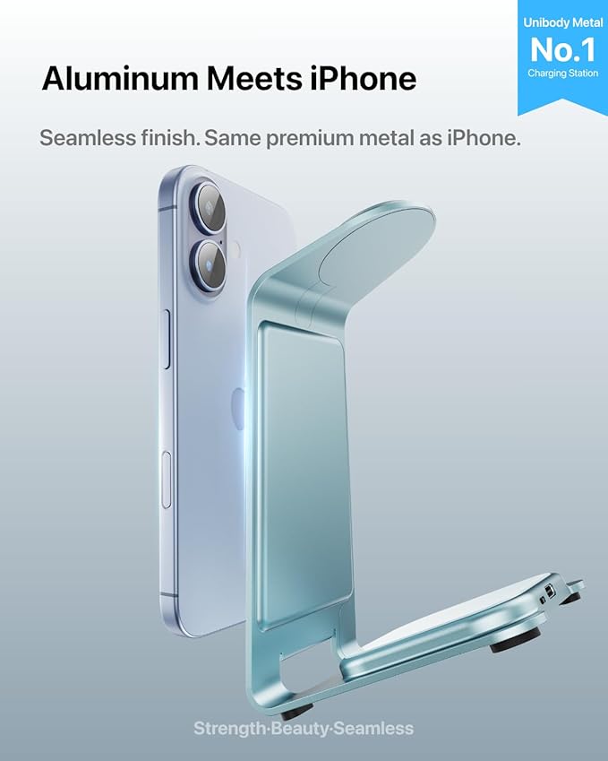 Intoval 3 in 1 Wireless Charging Station for iPhone 17 16 15 14 13 12 11 X Pro Max, Wireless Charger for Apple Watch Ultra 3 SE 9 8 7 6 5 4 3 2, for AirPods 4 Pro Pro 2 3 (Y93, Blue)