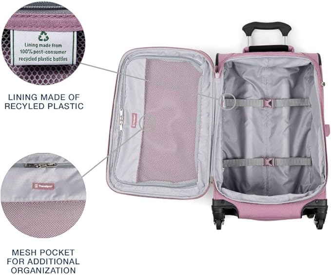 Travelpro Maxlite 5 Softside Expandable Carry on Luggage with 4 Spinner Wheels, Lightweight Suitcase, Men and Women, Orchid Pink Purple, Carry On 21-Inch