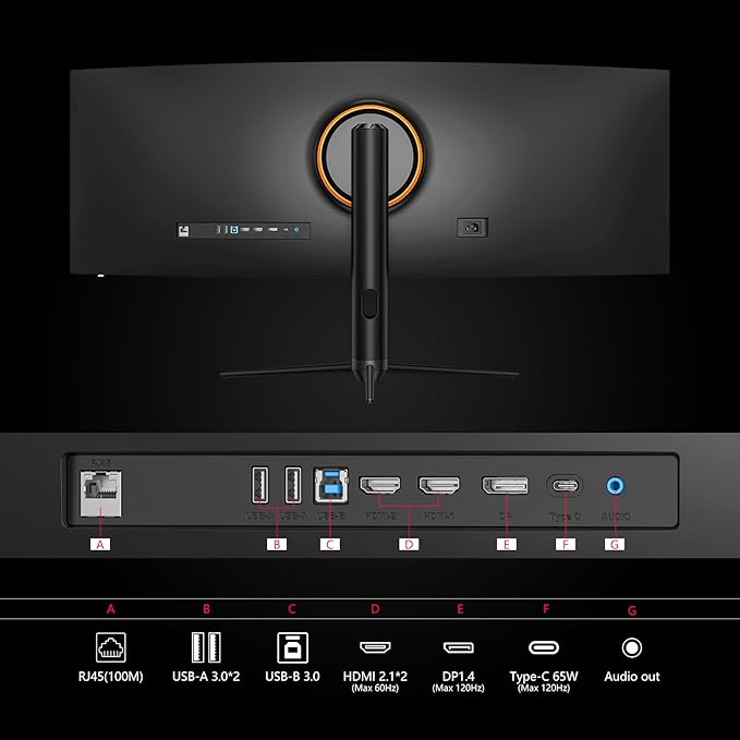 INNOCN 45C1R 45 Inch 5120 x 1440p Ultrawide Curved Gaming Monitor, R1500, HDR400, USB Type-C Power Delivery, PIP/PBP, Built-in Speaker, Height Adjustable, Black