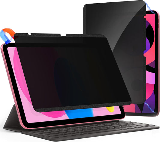 Upgraded 360° Magnetic Privacy Screen Protector for iPad 10th generation (2022) / 11th generation (2025) (Landscape+Portrait Privacy), Removable 4-Way Anti Spy Screen Film, Anti Glare Blue Light Filter, High Sensitive Bubble Free Screen