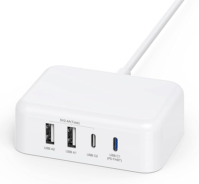 USB C Charger Block, 45W 4 Port USB C Fast Charging Station Hub Cube Brick for Multiple Devices, Travel Charger USB Power Strip Adapter Plug for iPhone 16 15 14 13 Pro Max, iPad, MacBook Air, Samsung