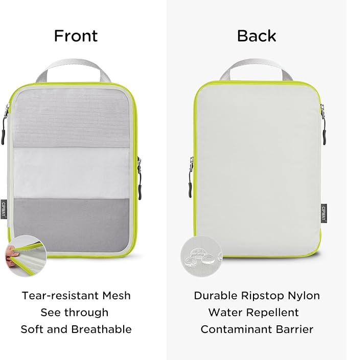 Cipway Compression Packing Cubes, See Through Mesh Luggage Organizer Bags, Travel Essentials for Carry on Suitcase with Laundry Bag and Clear Toiletries Bag（6 Pcs,White）