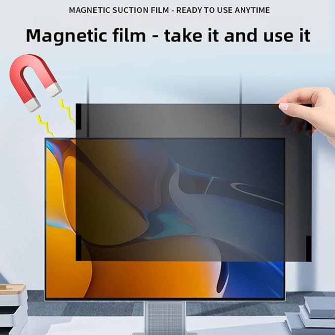 Yoidesu 23 Inch Computer Privacy Screen Filter, Magnetic Anti Blue Light Laptop Privacy Screen, Detachable Computer Monitor Privacy, 16:9, Easy Installation Options