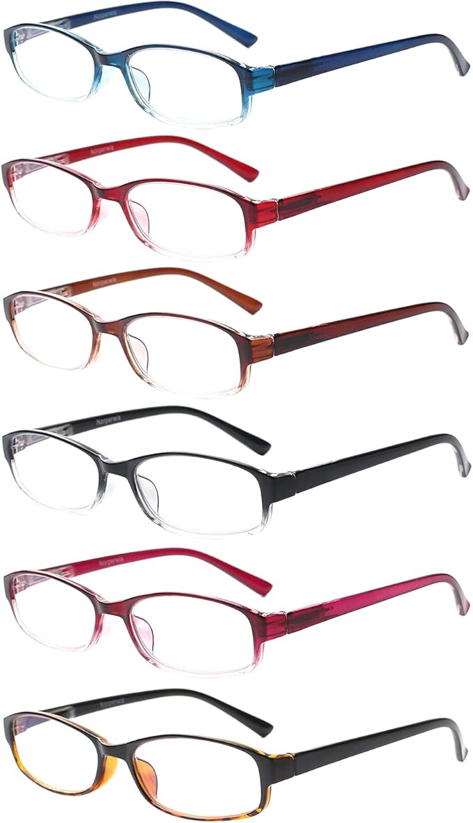 NORPERWIS 6 Pack Ladies Reading Glasses for Women Blue Light Blocking Spring Hinge Fashion Eyeglasses Readers for Women (Mix Color, 3.00)