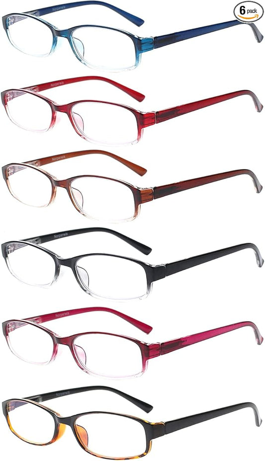 NORPERWIS 6 Pack Ladies Reading Glasses for Women Blue Light Blocking Spring Hinge Fashion Eyeglasses Readers for Women (Mix Color, 2.00)