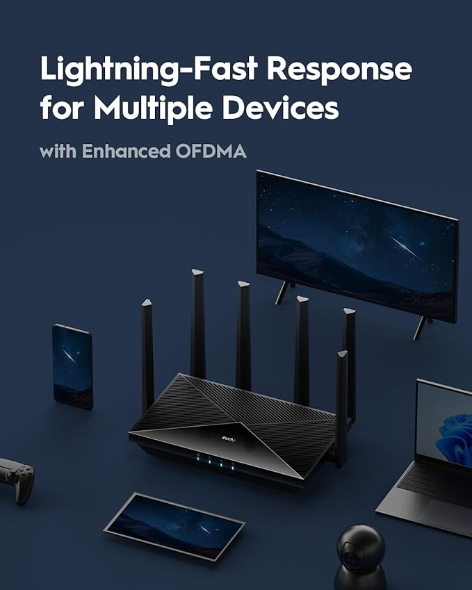 Cudy BE6500 WiFi 7 Router Dual Band Gaming Router, 2.5G WAN Port, 6500Mbps, VPN Client and Server, Cudy APP Control, Broadcom 2 GHz Quad-Core CPU, WR6500H (Renewed)