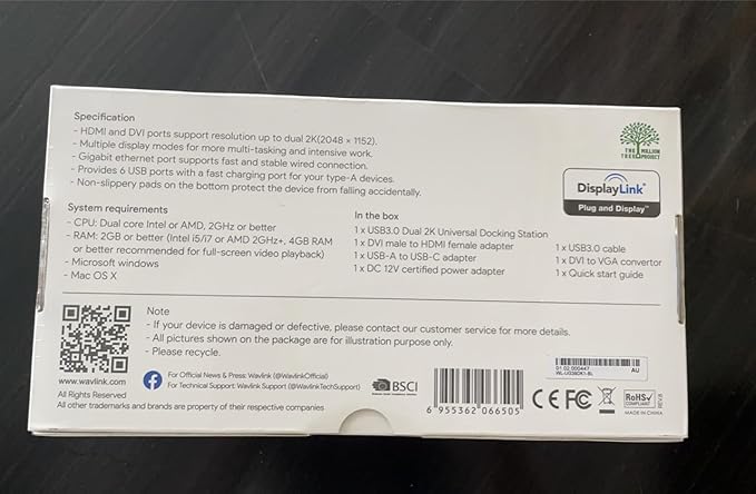 WAVLINK USB Laptop Docking Station Dual Monitors, DisplayLink Computer Dock for M1 M2 Mac and Windows, ChromeOS, Ubuntu 20.04/22.04 (HDMI & HDMI/DVI/VGA, 6xUSB Ports, LAN, Audio)