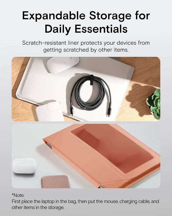 MOFT Laptop Carry Sleeve, 2-in-1 Laptop Bag & Stand for 16" MacBook Air/Pro & Dell/HP/Lenovo/Asus, Stylish Slim Computer Sleeve Bag with Expandable Storage for Computer Accessories, Misty Cove