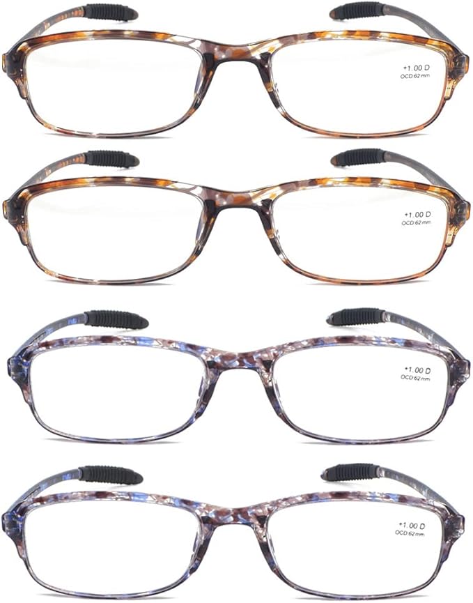 Computer Blue Light Blocking Reading Glasses(Flexible and Lightweight) UV Protection Readers Anti Eyestrain for Women Men (4 Tortoise, 2.00, multiplier_x)