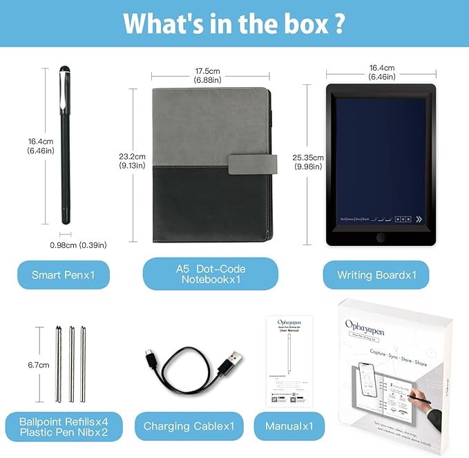 Smart Sync Pen for Note Taking with Notebook and Writing Board,Real-time Sync for Digitizing,Convert to Text,Storing,Sharing Paper Notes via APP on Smartphone/IPAD (Android and iOS)