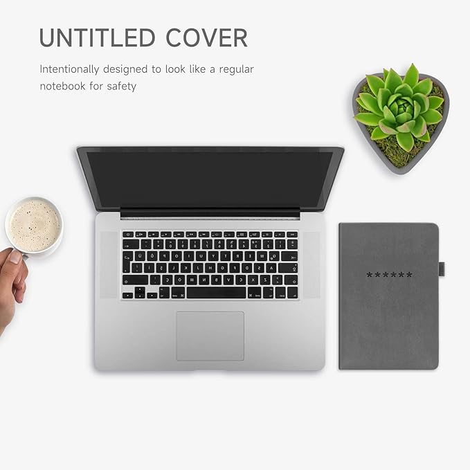 Password Book with Alphabetical Tabs – Hardcover Internet Address & Password Organizer – Password Keeper Notebook for Computer & Website – 5.2 x 7.6" Log-in Password Journal w/Thick Paper (Grey)