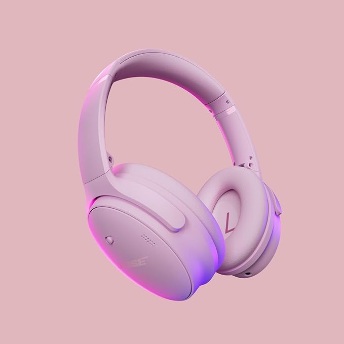 Bose QuietComfort Headphones - Wireless Bluetooth Headphones, Active Over Ear Noise Cancelling and Mic, USB-C Charging, Deep Bass, Up to 24 Hours of Playtime, Petal Pink - Limited Edition Color