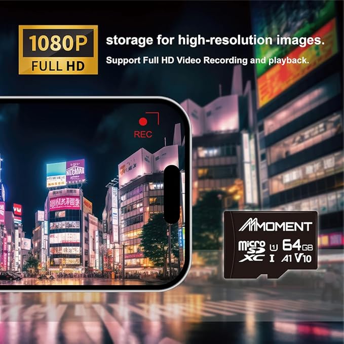 MMOMENT 64GB (2 Pack) Micro SDHC Card, A1, UHS-I, U1, V10, Class 10 Compatible, Read Speed Up to 95 MB/s, SD Adapter Included