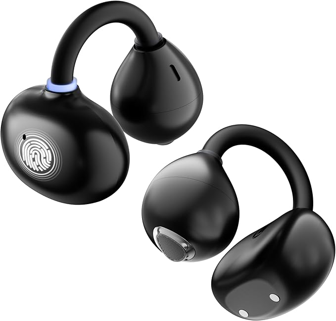 Open Ear Earbuds - Comfort Clip-On Earbuds, Lightweight Open Ear Headphones with 163 Languages AI Translation and Anti-Drop Design, 48H Play Bluetooth 5.4 Fit Sports Travel