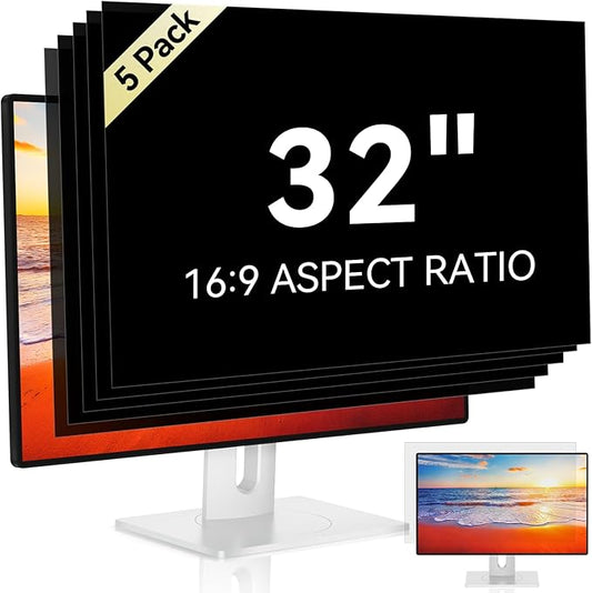 [5-Pack] 32 Inch Computer Privacy Screen for 16:9 Widescreen Monitor, Anti Glare Anti-UV Eye Protection Desktop PC LED Monitor Filter, Removable Anti-Scratch Screen Film 32in
