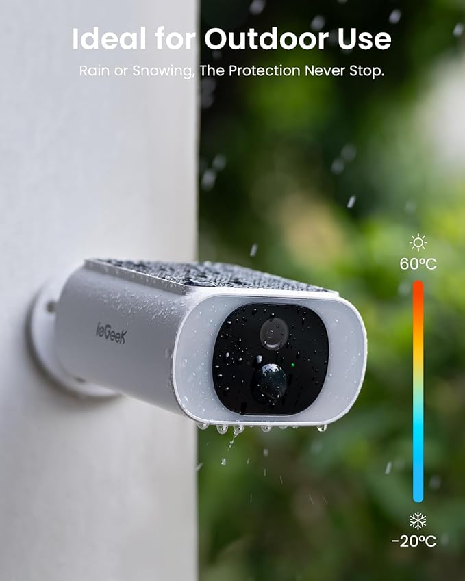 ieGeek Solar Camera Outdoor Wireless, 2K WiFi Battery Powered Cameras System for Home Security with Embedded Solar Panel, AI Motion Detection, Smart Spotlight & Alarm, Color Night Vision,No Hub Needed