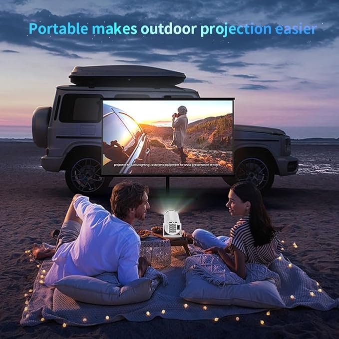Mini Projector 4K support with WiFi 6 and Bluetooth 5.4, Portable Movie Projector, 67"-140" Screen Video Projector, Compatible with Smartphone, TV Stick, Laptop, HDMI, USB