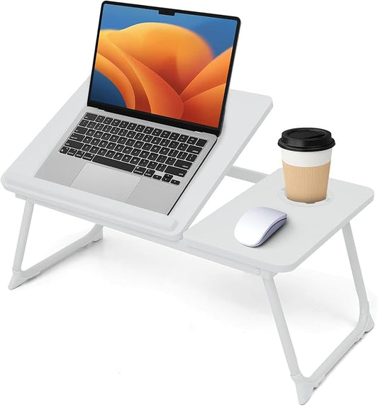 Lap Desk for Couch/Sofa/Floor, 5-Angle Adjustable Bed Desk with Foldable Legs &Cup Holder, Light Weight Bed Tray Table for Writing/Eating/Reading, Portable Laptop Stand for Adults, Kids