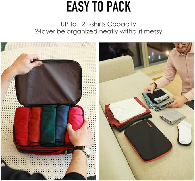 Bee Nesting BeeNesting Waterproof Compression Packing Cubes 5/6/8 sets, Large Travel Packing organizers for Carry on Luggage, 2 Sides Expandable Storage Bags (Dark Green, 9L)