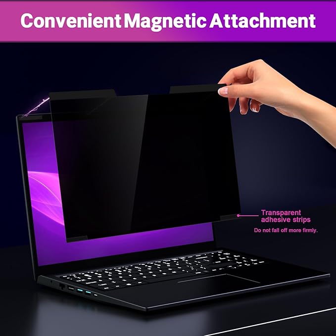 PYS Magnetic Laptop Privacy Screen 16 Inch 16:10 Ratio - Computer Monitor Screen Privacy Shield, Anti-Glare Blue Light Filter, Detachable Privacy Screen Protector for Lenovo, Hp Envy, Dell