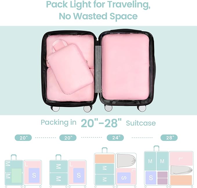 Cambond Compression Packing Cubes for Travel Women - Travel Bags Luggage Organizers Travel Essentials Compression Cubes for Travel Carry on Suitcases Organizer