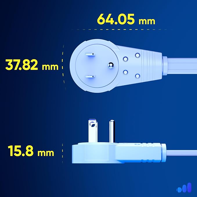 Maximm 360° Rotating Flat Plug Extension Cord 6 feet Under Carpet with Slim Space-Saving Plug Design, Low Profile Cord (White)