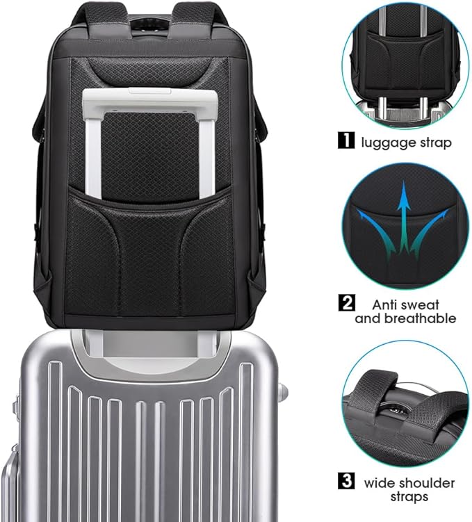 BANGE Men's Anti-Theft Backpack,Waterproof Fashion Travel Backpacks,High Tech Backpack with USB3.0 Charging Port,Business Laptop Backpack Fits 17.3 Inch Notebook…