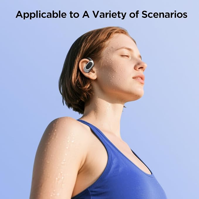 Open Ear Wireless Headphones Air Conduction Earbuds with Mic 42H Playtime Clear Calls LED Digital Display Over Earphones Lightweight Waterproof Secure Earhooks for PC Sports Running Game Business Work