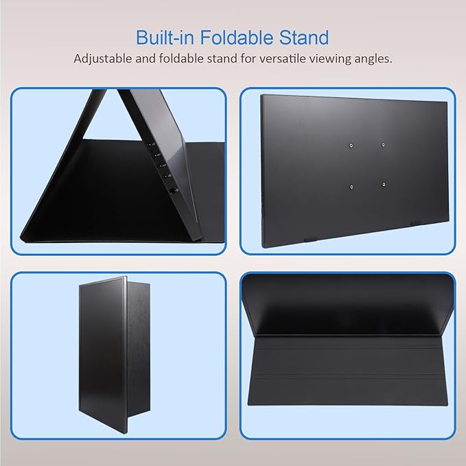 Portable Monitor, 1080P FHD 100Hz IPS Screen, 125% sRGB HDMI USB-C External Monitor for Laptop PC, Travel Second Display with Kickstand Case (18.5‘’)