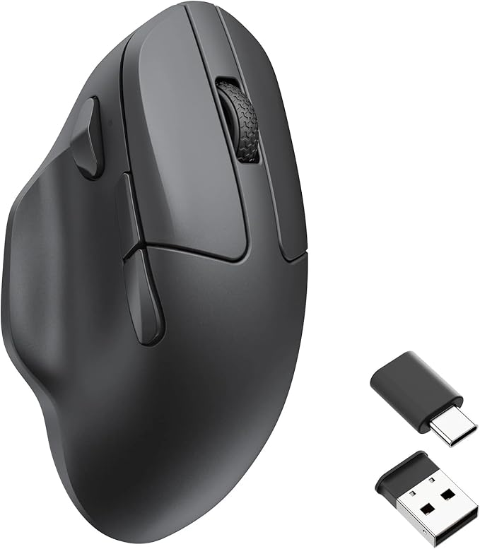 Keychron M7 Wireless Computer Mouse, 26K DPI Optical Computer Mouse, 2.4 GHz/Bluetooth/Wired with Macro Button 63g Lightweight Ergonomic, Up to 70 Hours Worktime for Laptop macOS/Windows - Black