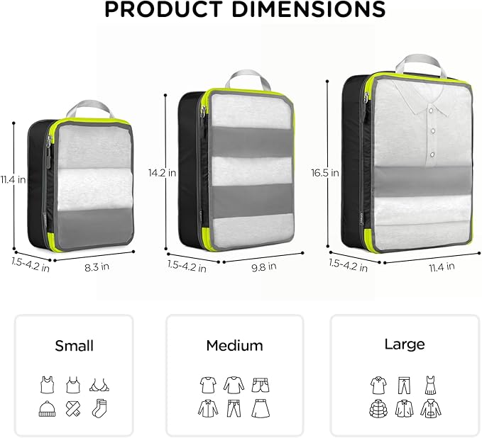 Cipway Mesh Compression Packing Cubes, Ultralight See Through Luggage Organizer Bags, Travel Essentials for Carry on Suitcase （3Pcs,Black）