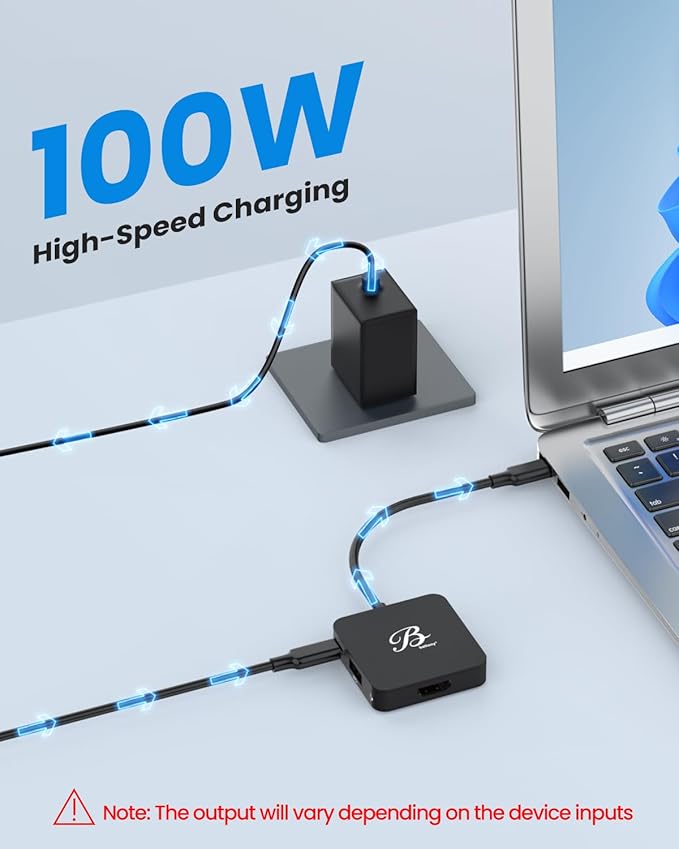 USB C to HDTV Adapter, Type C Adapter Multiport AV Converter with 4K@60hz HD Output, 100W PD & USB 3.0 Port, Compatible for Switch 2, MacBook Pro/Air, iPad, Tablets, Switch, TV, Monitor and More