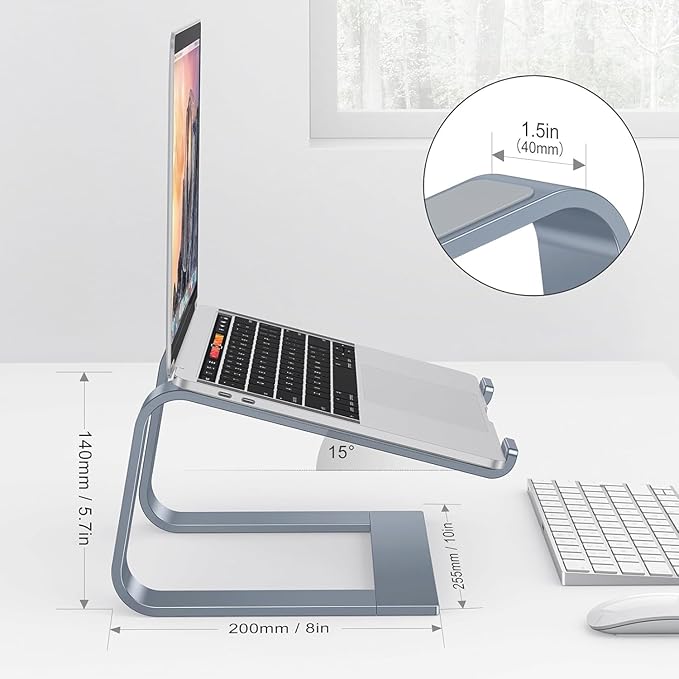 OMOTON Laptop Stand for Desk, Detachable Laptop Riser, Aluminum Laptop Holder, Compatible with MacBook Air/Pro, Dell, HP, and All Laptops (11-16 inch), CoolGrey