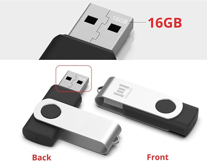 10 X MOSDART 16GB Bulk USB 2.0 Flash Drives Swivel Thumb Drives Zip Drive Memory Stick with Led Indicator,10 Pack Black