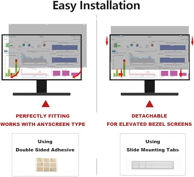 24 Inch Computer Privacy Screen Shield [2 Pack] for 16:9 Widescreen Desktop Monitor - Anti-Glare Blue Light Privacy Filter and Anti Spy Privacy Screen Protector Film