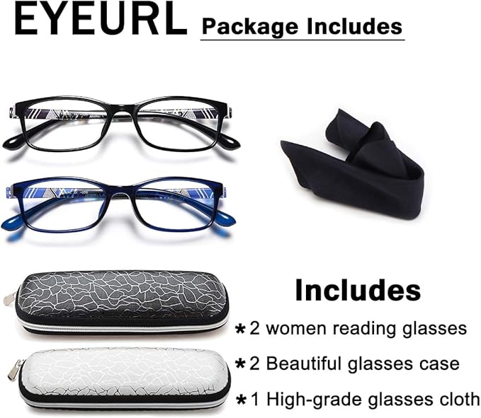 EYEURL Computer Reading Glasses Blue Light Blocking - Men Women Lightweight TR90 Pattern Design Computer Readers +2.25