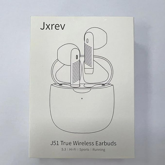 Jxrev Wireless Earbuds, Bluetooth 5.3 Headphones in Ear with Noise Cancelling Mic, Earbuds Stereo Bass, IP7 Waterproof Sports Earphones, 32H Playtime USB C Charging Ear Buds Purple for Android iOS