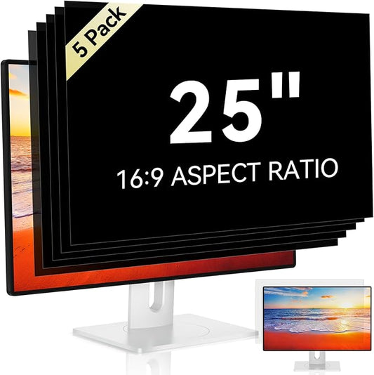 [5-Pack] 25 Inch Computer Privacy Screen for 16:9 Widescreen Monitor, Anti Glare Anti-UV Eye Protection Desktop PC LED Monitor Filter, Removable Anti-Scratch Screen Film 25in