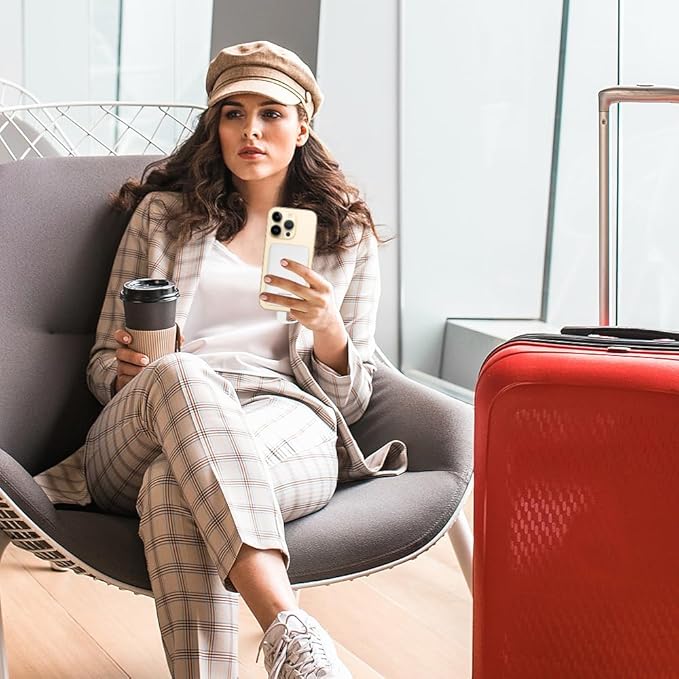 Power Bank, Slimmest 5000mAh Portable Charger with Built in USB-C Cables, USB C in&Out Charging Battery Pack, External Phone Powerbank Compatible with iPhone, Android, White