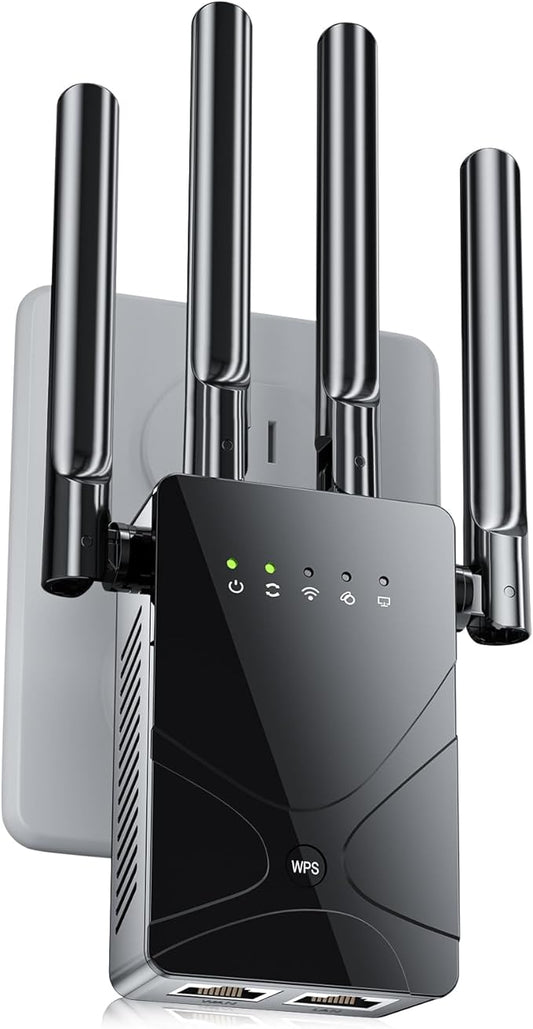 2026 WiFi Extender Signal Booster for Home, 15555 Sq.ft Long Range Internet Repeater-95% Faster,Strongest Wireless Router Amplifier w/Ethernet Port,Mesh Wi-Fi Repeater Support 99% Devices,1-Tap Setup