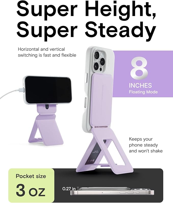 MOFT Phone Tripod Wallet for iPhone, Mulit-Angles, Lightweight & Portable Phone Stand, MOVAS Vegan Leather Magnetic Wallet, Strong Magnets, NFC Card Holder,Travel Essential, Peony (with Card Slot)
