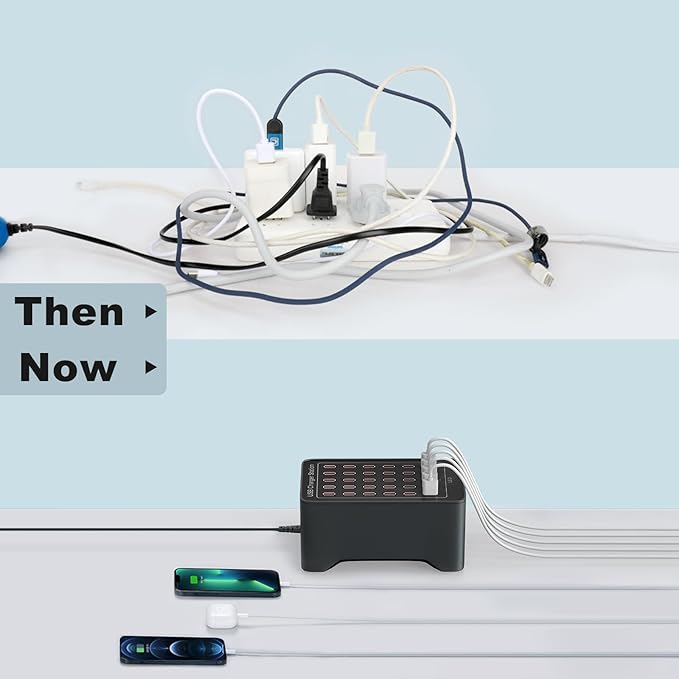 Charging Stations for Multiple Device, 150W 30 Ports Phone Charging Station with Fast Charging, USB Multiple Charging Station for Travel Home Office Party