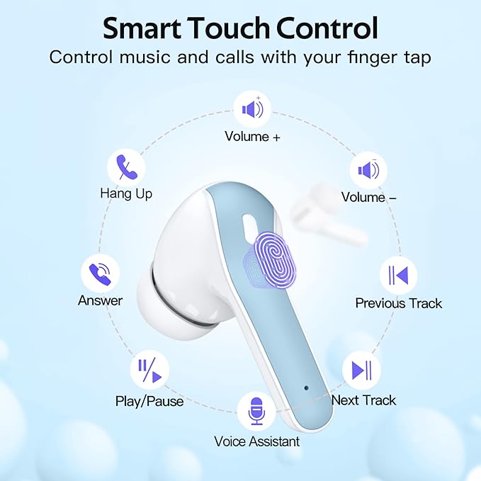 TAGRY Bluetooth Headphones True Wireless Earbuds 60H Playback LED Power Display Earphones with Wireless Charging Case IPX5 Waterproof in-Ear Ear buds with Mic for TV Smart Phone Laptop Computer Sports