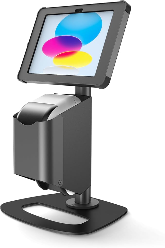 SPROCKET X Print Mini Desktop Tablet Stand with Brother QL Label Printer Integration - Professional iPad Stand for Desk That Reimagines Visitor Management and Check-in - Compatible with iPad 10.2