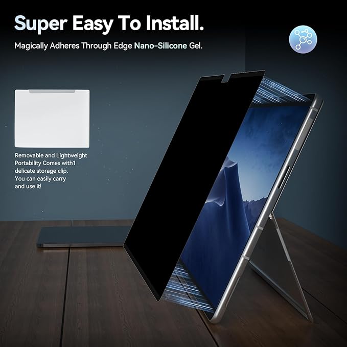 Privacy Filter Compatible with Microsoft Surface Pro 7 Plus/Pro 7/Pro 6/Pro 5/Pro 4/Pro 3, Easy On/Off 12.3 Inch Removable Anti Spy Glare Blue Light Privacy Screen