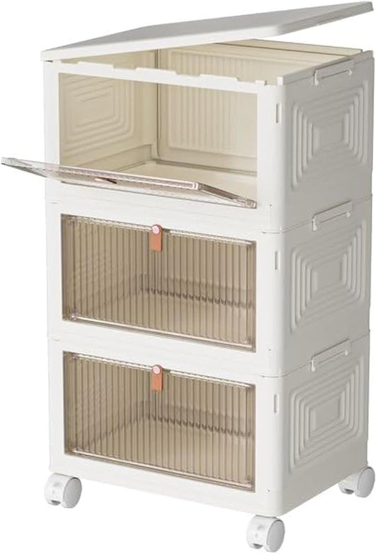 23Qt Plastic Storage Bins with Lids 3 Tier, Stackable for Storage, Boxes Lids, Containers, Multifunctional Folding Bedroom, Living Room, Study, Toy White