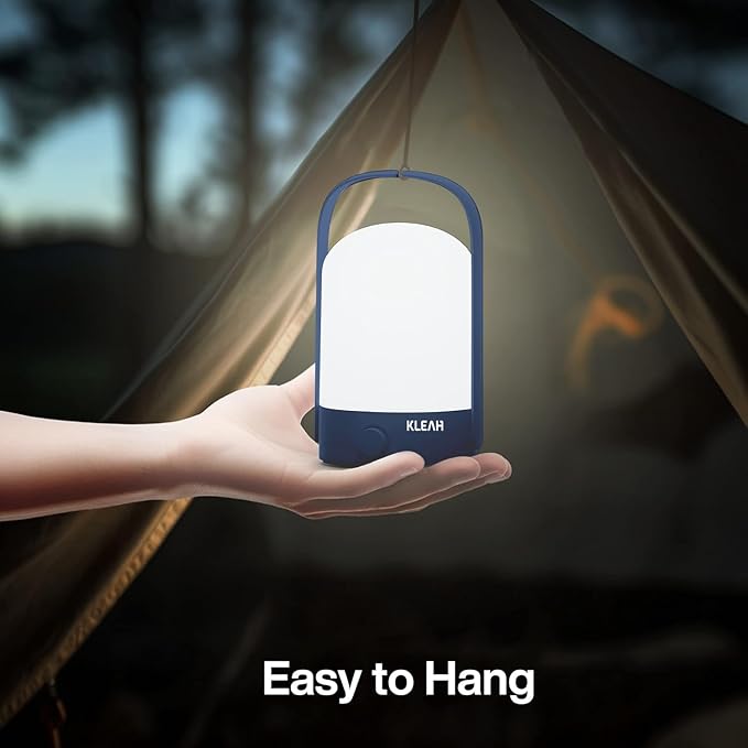 KLEAH Portable Cordless Lantern Table Lamp, 360° Portable Handle, Stepless Dimmer, Powerful Long-Lasting 50hrs, Rechargeable LED Lantern for Camping Bedroom Party, Blue