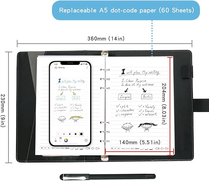 Smart Sync Pen for Note Taking with Notebook and Writing Board,Real-time Sync for Digitizing,Convert to Text,Storing,Sharing Paper Notes via APP on Smartphone/IPAD (Android and iOS)