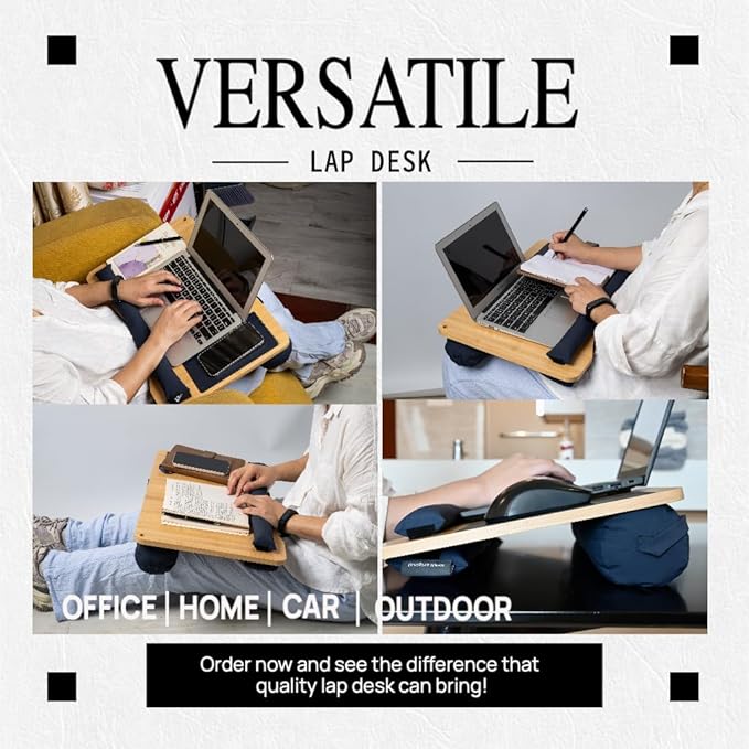 Lap desks for Adults,Adjustable Laptop Desk with Pillow Cushion,Fits up to 16'', Portable Laptop Desk for Bed/Couch/Car, Extra Large Lap Desk with Detachable Cushions, Travel Lap Desk,Dorm Essentials