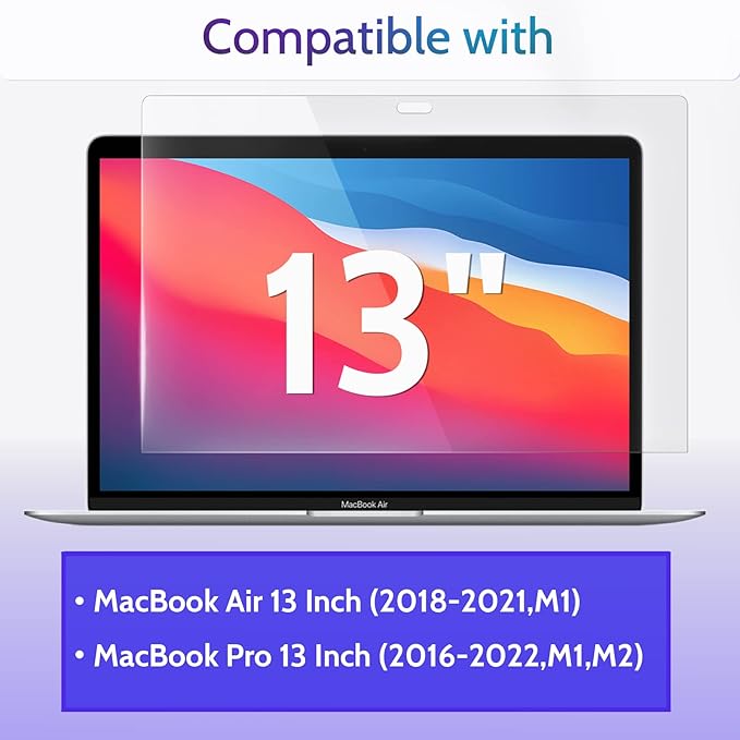 3-Pack Anti Blue Light Screen Protector for MacBook Air 13 Inch(2018-2021,M1)&MacBook Pro 13In(2016-2022,M1,M2), 13.3" Mac Laptop Glare Filter Uv Blocker Shield Cover Eye Protection Film